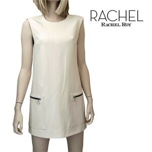 Rachel Roy Shift Dress with Seam Stitching Detail Large zippered pockets S-M